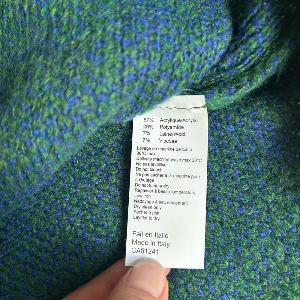 Simons Plaid Knit Button-Up Cardigan – Green & Blue. S/M - Picture 12 of 15